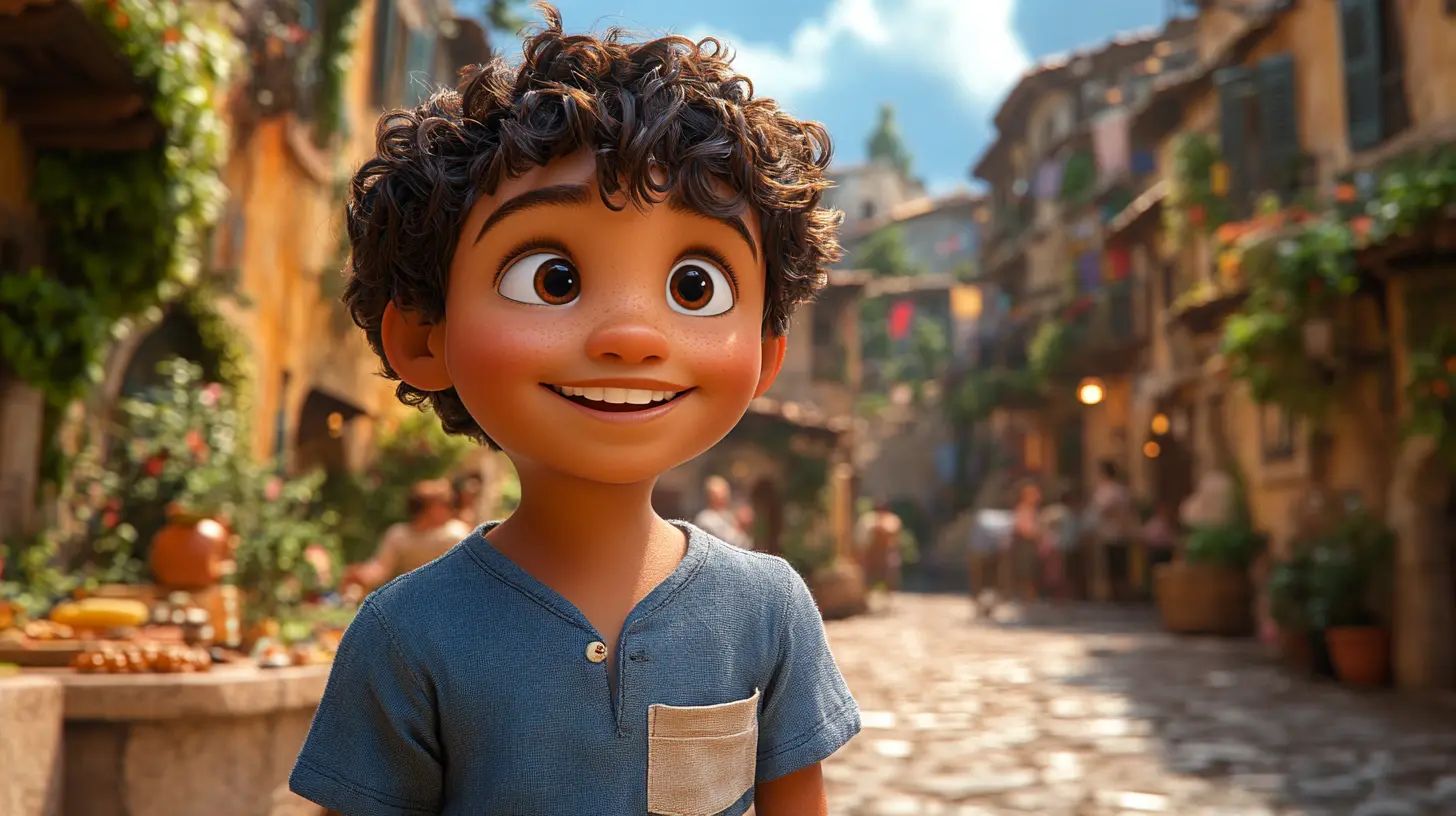 A friendly illustration of a child looking happy. 