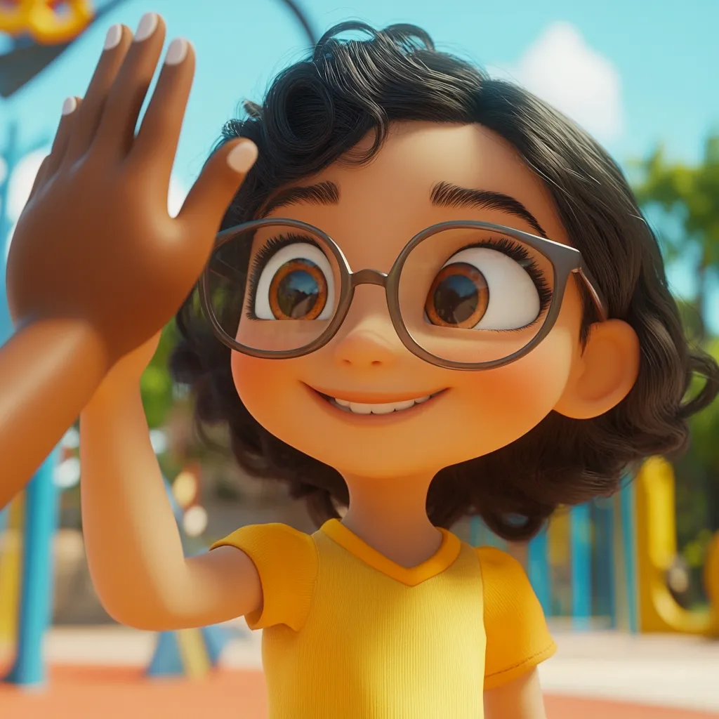 A gentle illustration of Lydia, a young girl, feeling safe and secure while talking to a trusted adult.