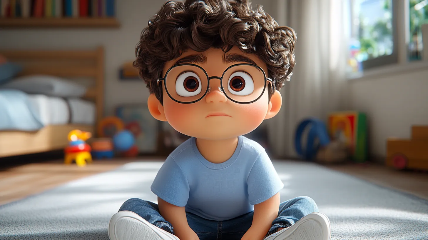 Cartoon child looking a bit worried but finding comfort with a friend or adult.