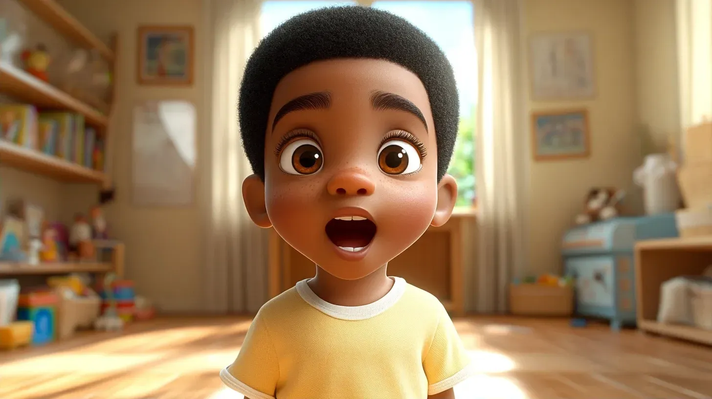 Cartoon child pausing and thinking, surrounded by thought bubbles, representing self-control.