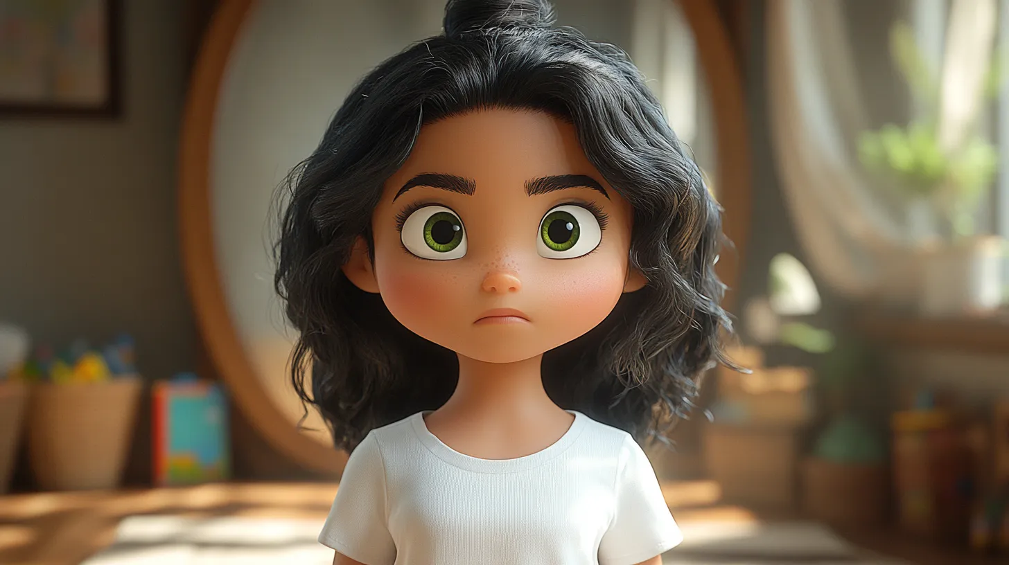 Cartoon child with furrowed brow and red cheeks, learning to manage anger in a colorful story.