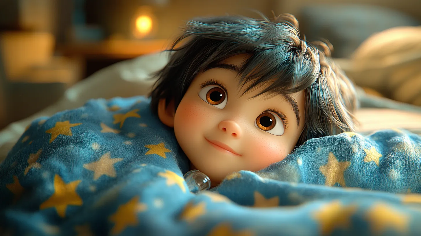 Illustration of a young boy, Kaushal, in bed with a tissue, looking a little under the weather.
