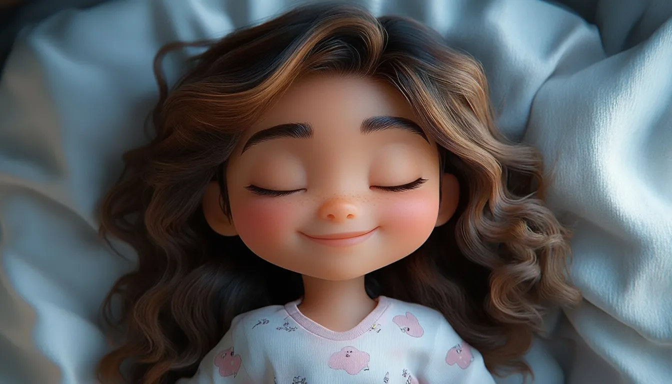 Cartoon illustration of a child in pajamas, brushing teeth, reading a book, and sleeping in bed.